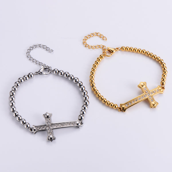 Women Hip Hop Metal Diamond Star Titanium Steel Gold Plating Bracelets