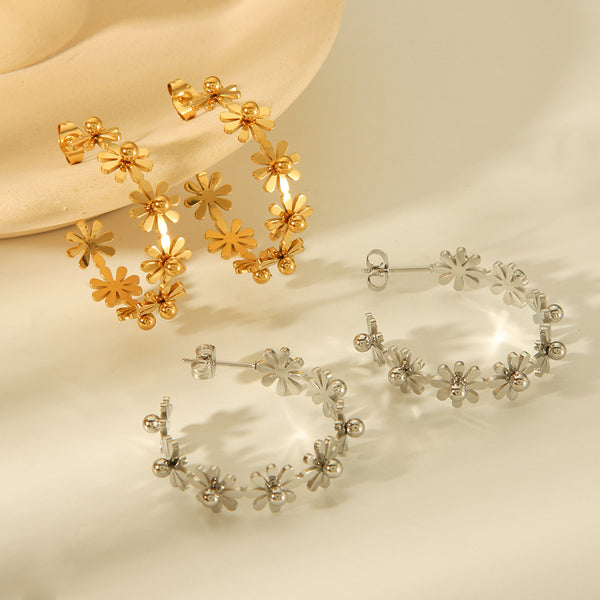 IG Style Flower Geometric Stainless Steel Electroplating Earrings