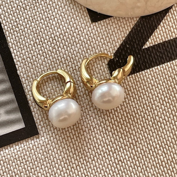 925 Sterling Silver Korean Pearl Text Letter Number Silver Electroplating Stud Earrings