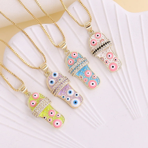 Women Eye Slipper Copper Oil Dripping Pendants