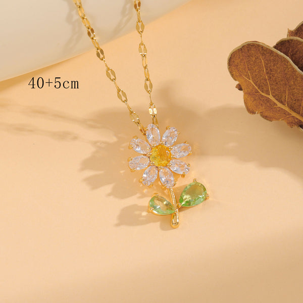 Minimalist Flower Stainless Steel Electroplating Necklaces