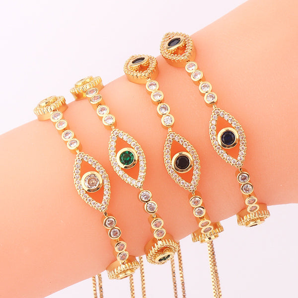 Women Metal Flower Eye Copper Bracelets