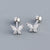 925 Sterling Silver Minimalist Butterfly Bowknot Silver Diamond Inlay Stud Earrings