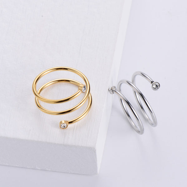 Unisex Metal Diamond Geometric Stainless Steel Rings