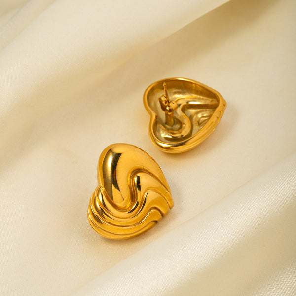 IG Style Round Stainless Steel 18K Gold Plated Earrings