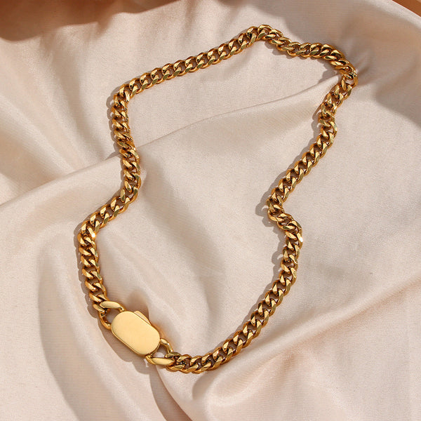 Fashion Stripe Geometric Stainless Steel 18K Gold Plated Necklaces