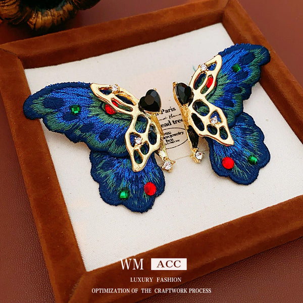 Luxurious Butterfly Geometric Heart Chinese Zodiac Animal Cloth Handmade Earrings