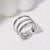 Women Minimalist Stripe Ellipse Leaf Stainless Steel Rings