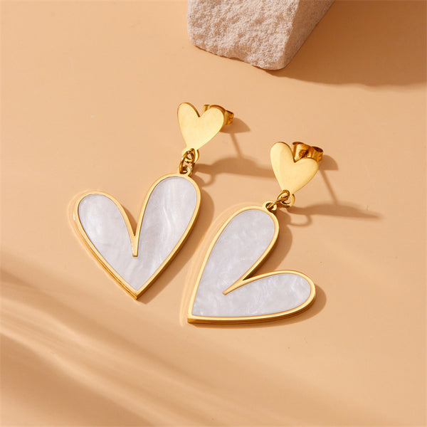 Fashion Heart Heart Stainless Steel Electroplating Earrings