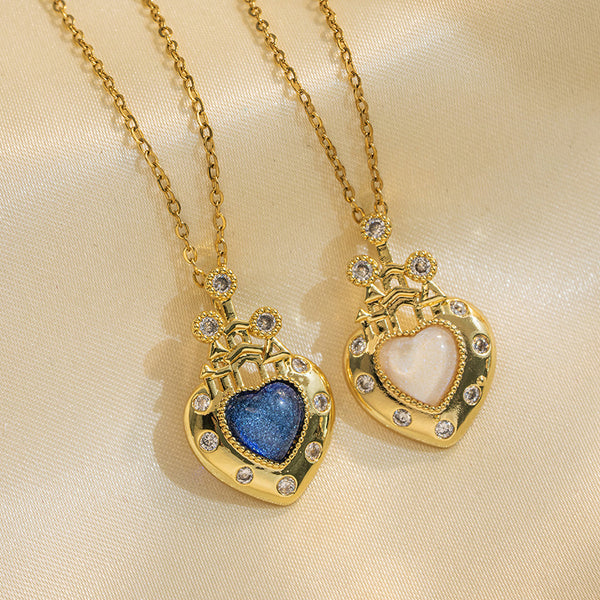 IG Style Heart Titanium Steel 18K Gold Plated Necklaces