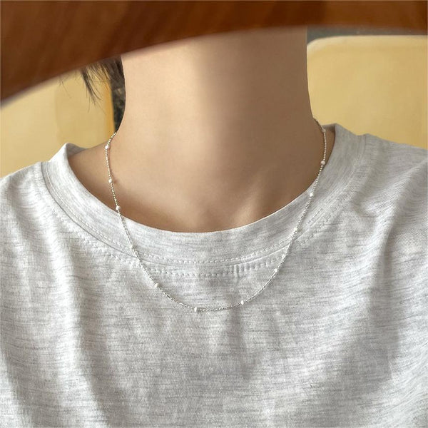 925 Sterling Silver Korean Polka Dot Silver Necklaces