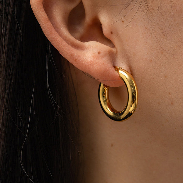 IG Style Circle Geometric Stainless Steel 18K Gold Plated Earrings