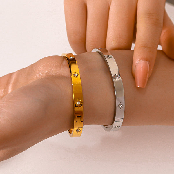 IG Style Irregular Stainless Steel Electroplating Bangles