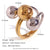 Expressive Fashion Round Geometric Stainless Steel 18K Gold Plated Rings