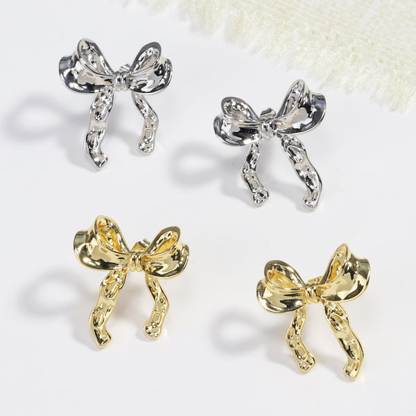 Niche Irregular Bowknot Geometric Bowknot Copper Electroplating Stud Earrings