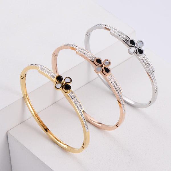 Women Minimalist Metal Diamond Geometric Stainless Steel Bangles