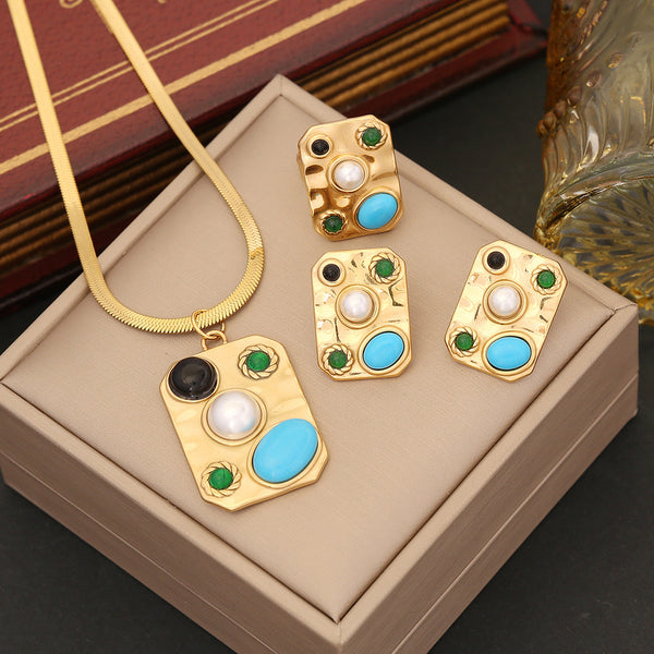 Retro Vintage Geometric Stainless Steel Electroplating Necklaces