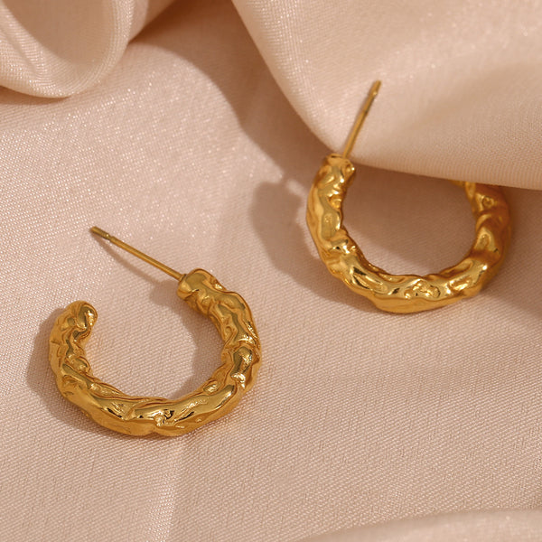 Minimalist Ellipse Geometric Stainless Steel 18K Gold Plated Earrings