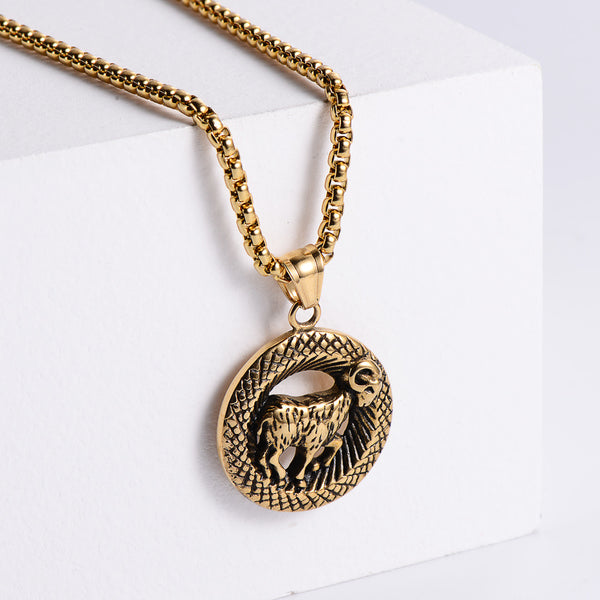 Unisex Metal Retro Vintage Zodiac Sign Stainless Steel Electroplating Pendants