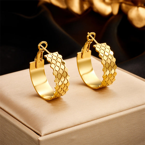 Versatile Irregular Wave Titanium Steel Electroplating Earrings