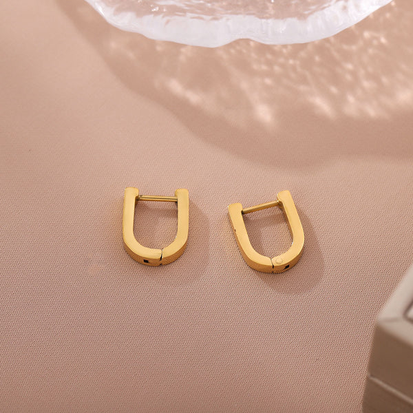 Minimalist U-Shape Circle Geometric Stainless Steel Polishing Earrings