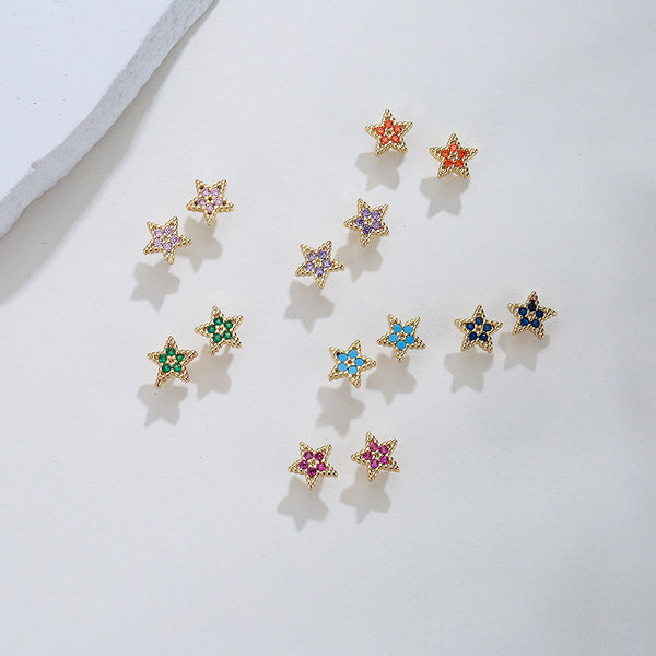 Japanese / Korean Star Geometric Copper Stud Earrings