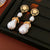 Luxurious Droplet Droplet Geometric Artificial Pearl Diamond Inlay Earrings