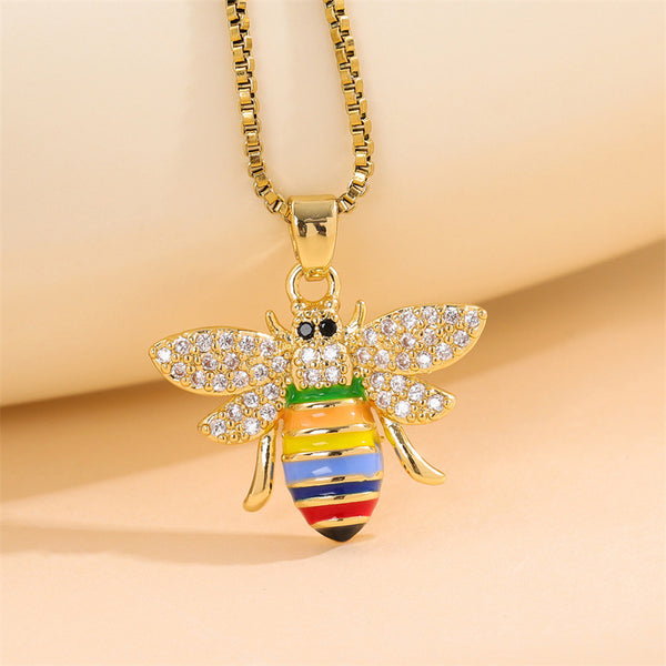 Natural Bee Stainless Steel Electroplating Necklaces