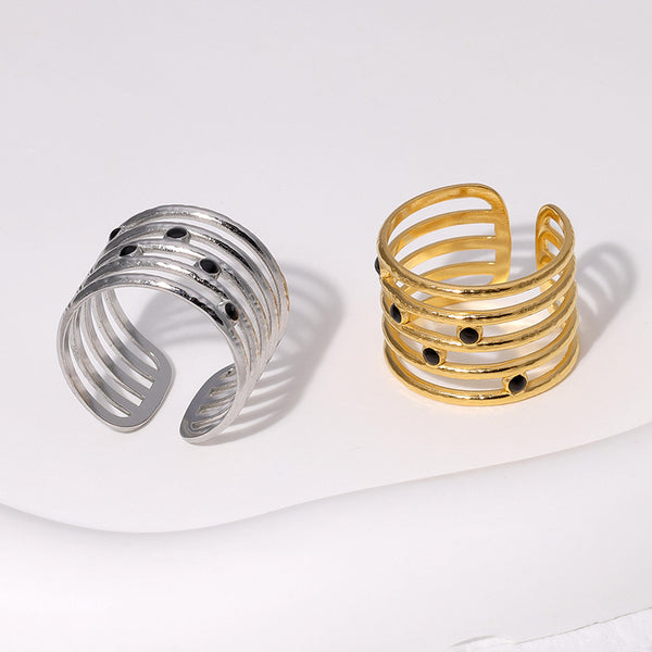 Open Ring Minimalist Stripe Geometric Stainless Steel Electroplating Rings