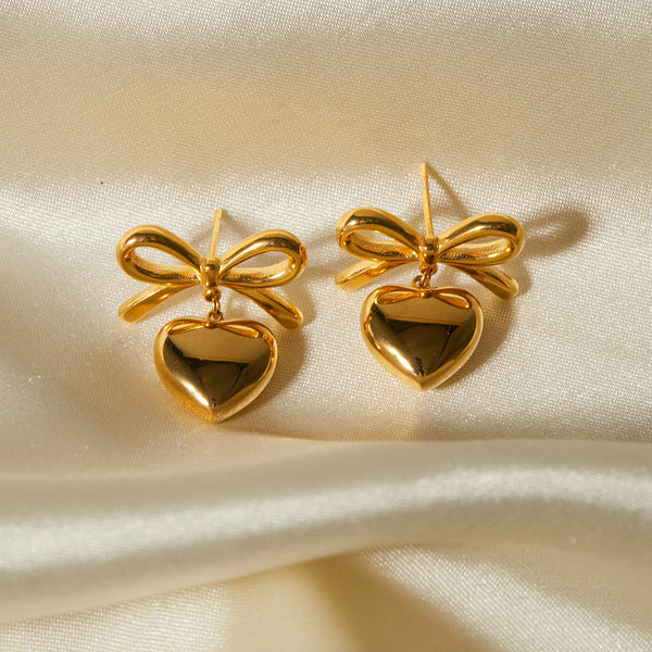 IG Style Heart Stainless Steel 18K Gold Plated Earrings