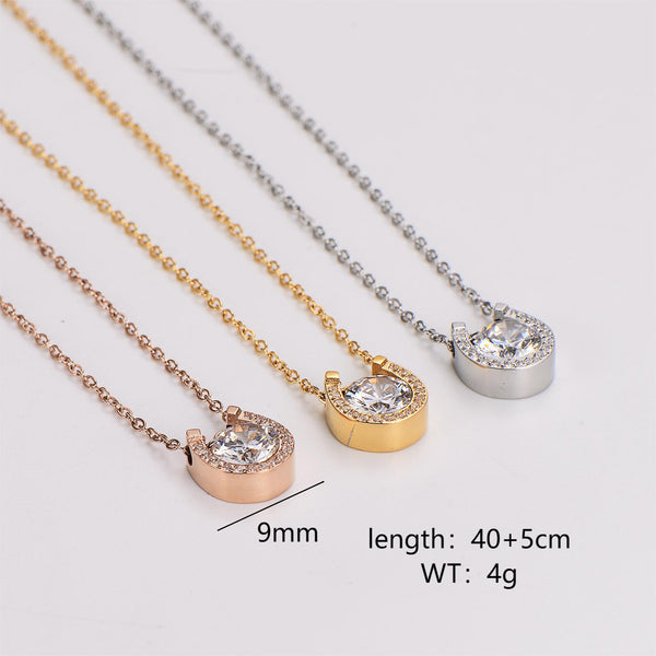 Expressive Ellipse U-Shape Stainless Steel Electroplating Necklaces