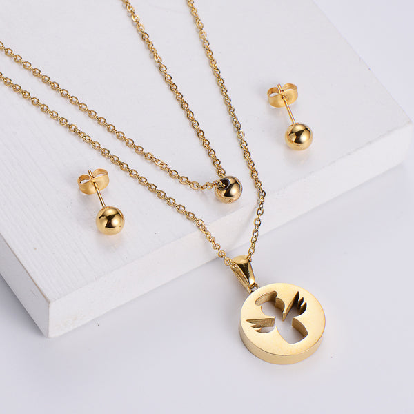 Women Korean Cross Star Shell Country Style Cattle Camouflage Butterfly Doll Stainless Steel Polishing Pendants