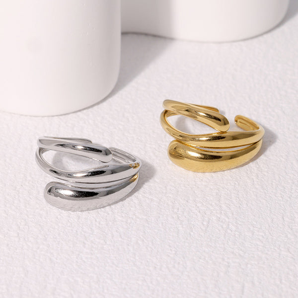 Open Ring Minimalist Stripe Geometric Stainless Steel Electroplating Rings