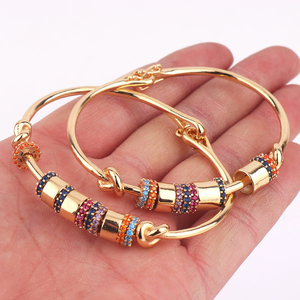 IG Style Women Diamond Metal Geometric Mixed Color Geometric Copper Bangles