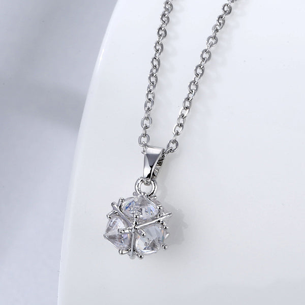 Women Fashion Geometric Metal Stainless Steel Diamond Inlay Necklaces