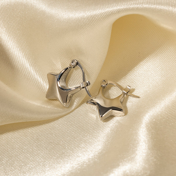 IG Style Octagram Six-Pointed Star Pentagram Geometric Stainless Steel 18K Gold Plated Earrings