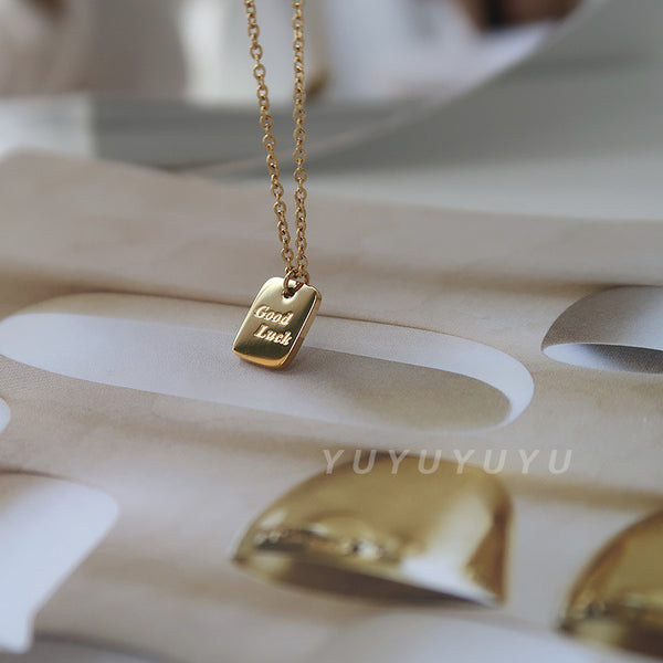 Quadrilateral Geometric Titanium Steel Electroplating Necklaces