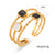 Women Fashion Stripe Geometric Stainless Steel 18K Gold Plated Rings