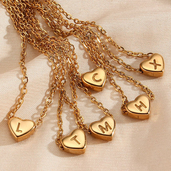 Fashion Heart Stainless Steel 18K Gold Plated Necklaces