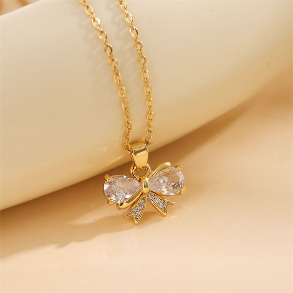 Minimalist Bowknot Stainless Steel Electroplating Necklaces