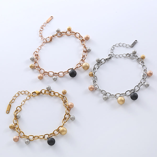 Women Versatile Asymmetrical Circle Chain Geometric Stainless Steel Electroplating Bracelets