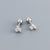 925 Sterling Silver Minimalist Round Flower Silver Diamond Inlay Stud Earrings