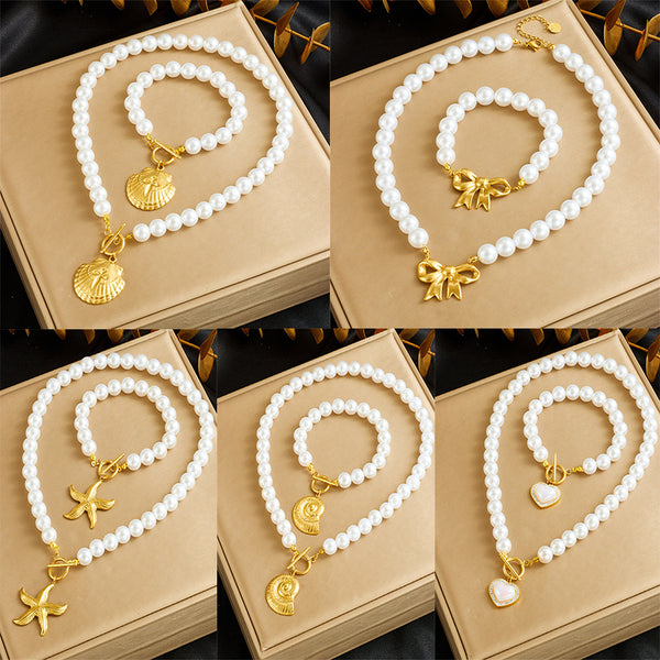 Women Heart Droplet Bell Bowknot Stainless Steel Electroplating Jewelry Sets