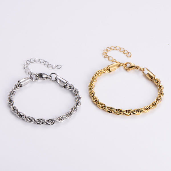 Unisex Hip Hop Twisted Chain Twisted Titanium Steel Electroplating Bracelets