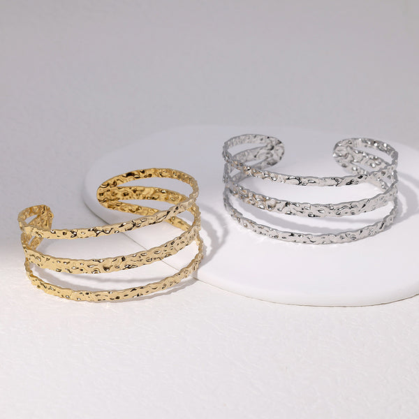 Stripe Stainless Steel Electroplating Bangles