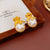 Luxurious Flower Geometric Flower Artificial Pearl Electroplating Earrings