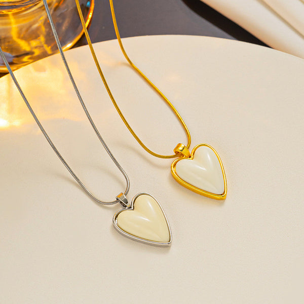 Japanese / Korean Heart Geometric Titanium Steel 18K Gold Plated Necklaces