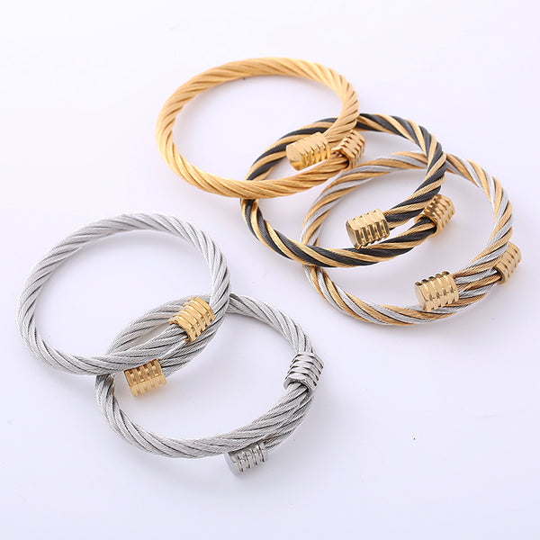 Punk Stainless Steel Electroplating Bangles