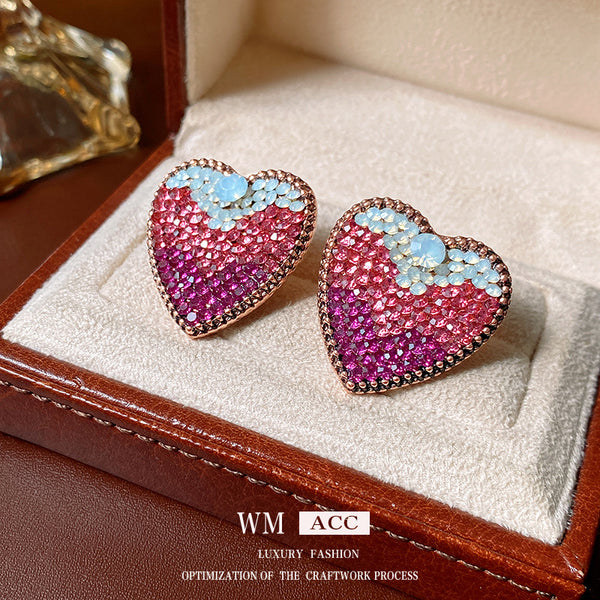 Luxurious Heart Geometric Heart Metal Electroplating Earrings