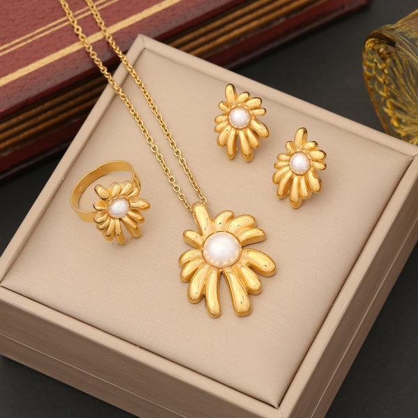 Fashion Flower Stainless Steel Electroplating Necklaces